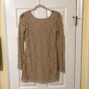 Nude Lace Dress—NWT—Long Sleeve